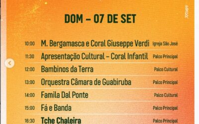 Programação da 31ª Festa Bergamasca – Botuverá – Santa Catarina Brasil