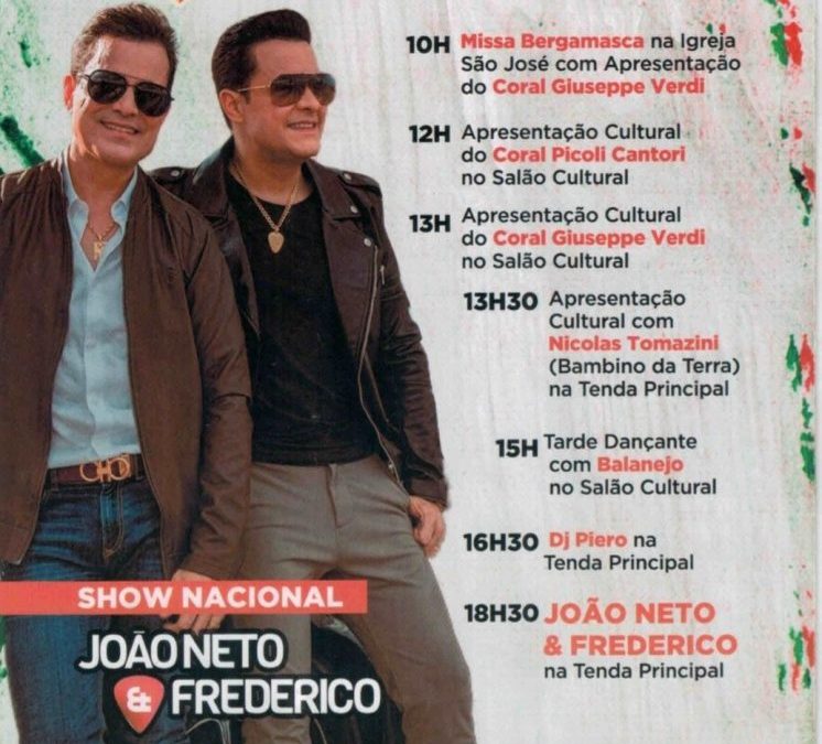 Programação da 32ª Festa Bergamasca de Botuverá – SC